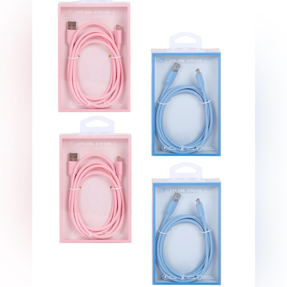 NEW 4 PACK🔥Fast Charging MFI iPhone and iPad Charger 6ft Cable (PINK+BLUE)